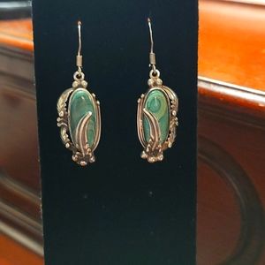 1970's Vintage Silver and Malachite Earrings